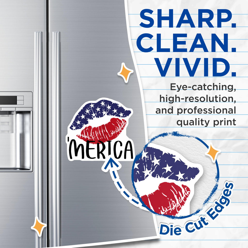 (2 Pack) Patriotic Merica Magnets - American Flag Kiss Lips Design - Independence Day 4th of July Refrigerator Locker Decor - 5 Inches On Longest Side - Thick Durable Magnet - Made in USA - MAG24991