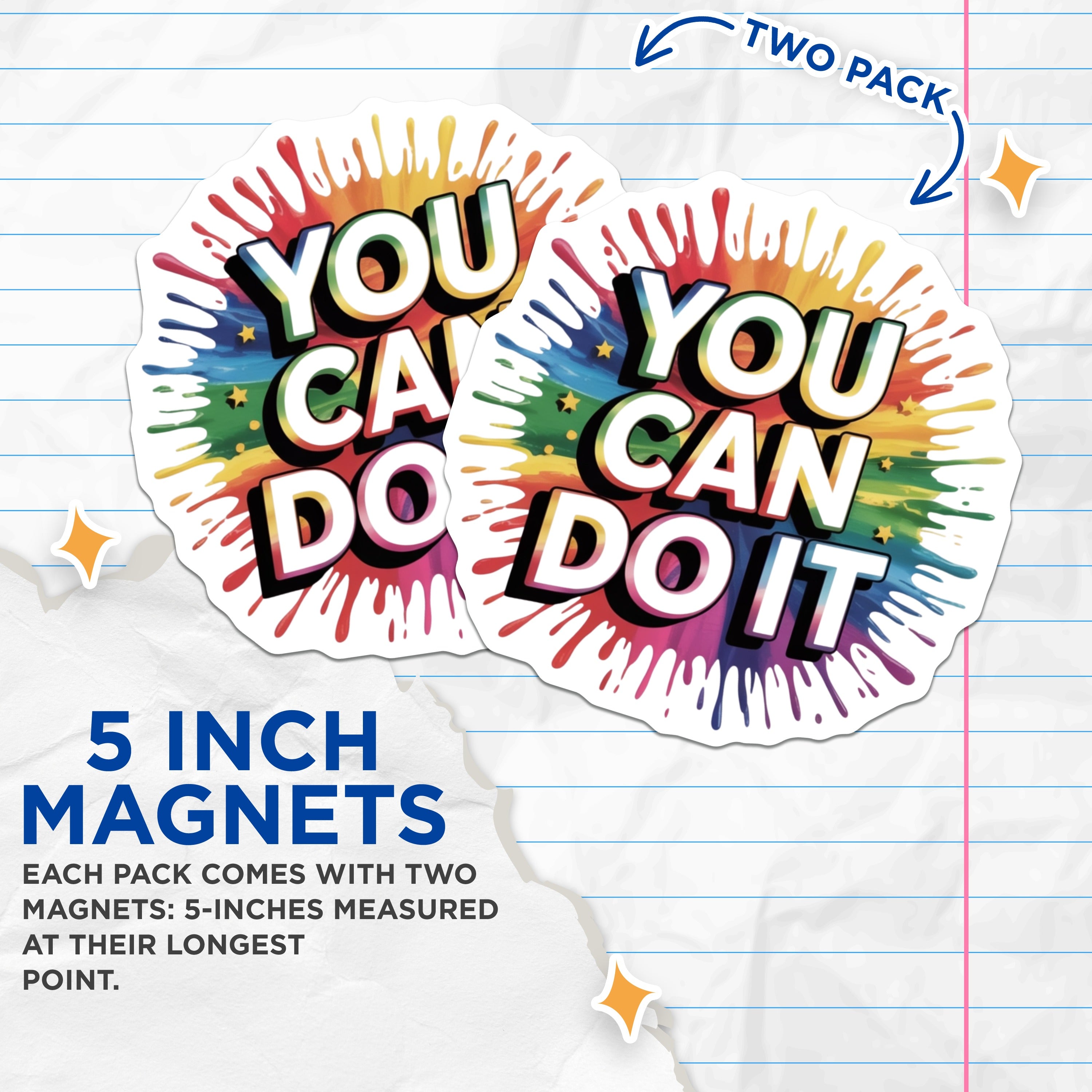 (2 Pack) Motivational Quote Magnets - Positive Affirmation Decor - Rainbow Daily Inspiration for Fridge Student Locker - 5 Inches On Longest Side - Thick Durable Magnet - Made in USA - MAG37020