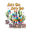 (2 Pack) Let's Get Smashed Stickers - Pinata Party - Fiesta Celebration - Fun Party Decoration - Mexican Pinata - 5" On Longest Side - Sticks to Smooth Flat Surfaces - Made in USA - BMCS8233