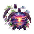(2 Pack) Sea Turtle Magnets - Ocean Sunset Beach Scene - Celestial Night Sky Art - 5 Inches On Longest Side - Thick Durable Magnet - Made in USA - MAG20603