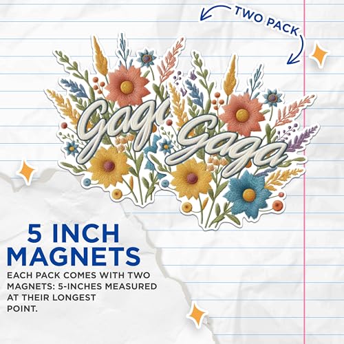 (2 Pack) Floral Name Magnets - Personalized Flower Magnets - Embroidered Floral Magnets for Home Decor- 5" On Longest Side - for Fridges, Toolboxes, Cars - Made in USA - MAG2553