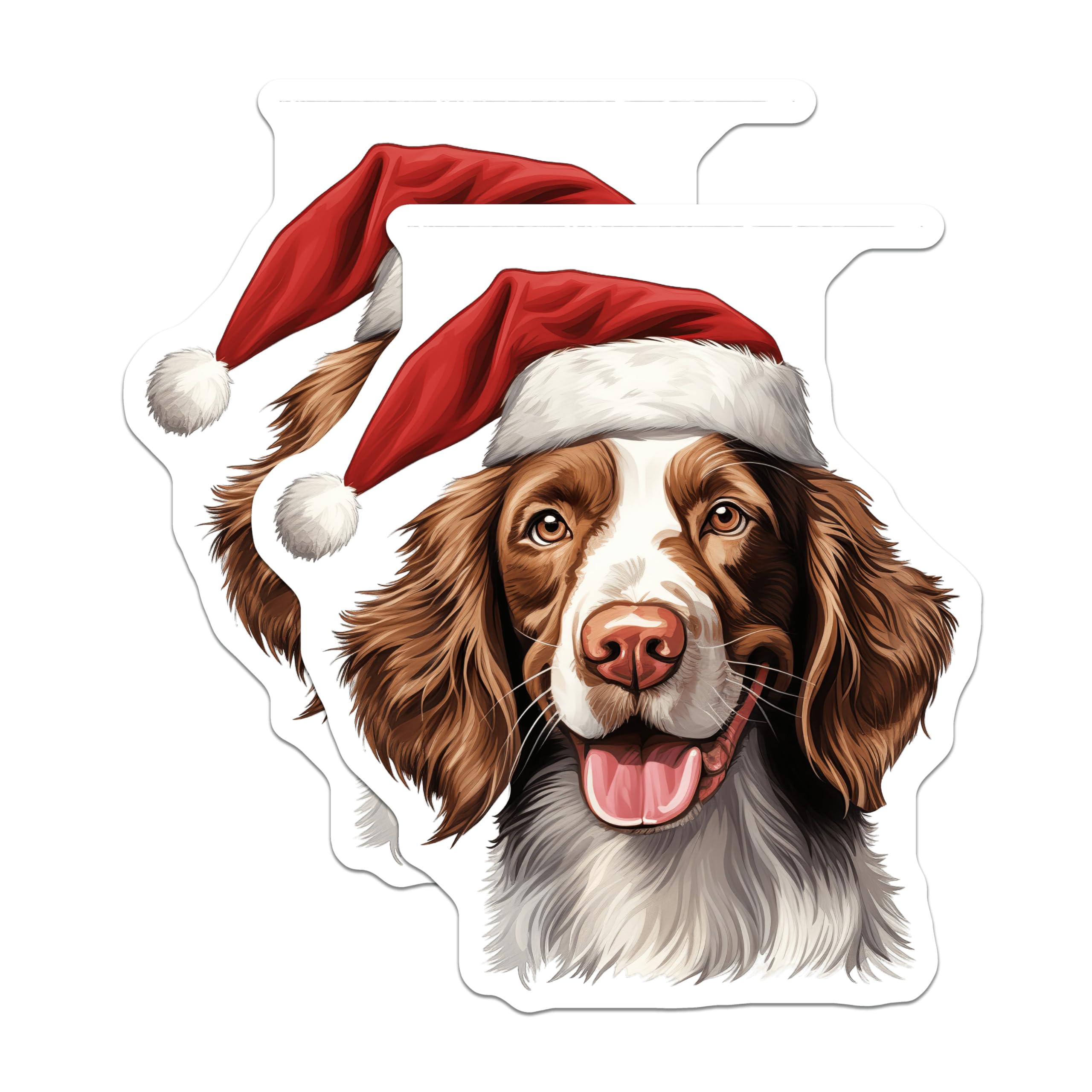 (2 Pack) Christmas Dog Magnets - Santa Hat Spaniel - Dog Lover Holiday Decor - 5 Inches On Longest Side - Thick Durable Magnet - Made in USA - MAG28454