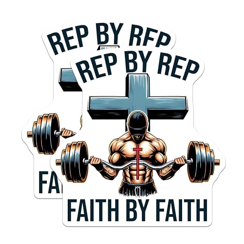 (2 Pack) Workout Motivation Stickers - Gym Faith Quotes - Inspirational Lifting Stickers - 5" On Longest Side - Sticks to Smooth Flat Surfaces - Made in USA - BMCS9643