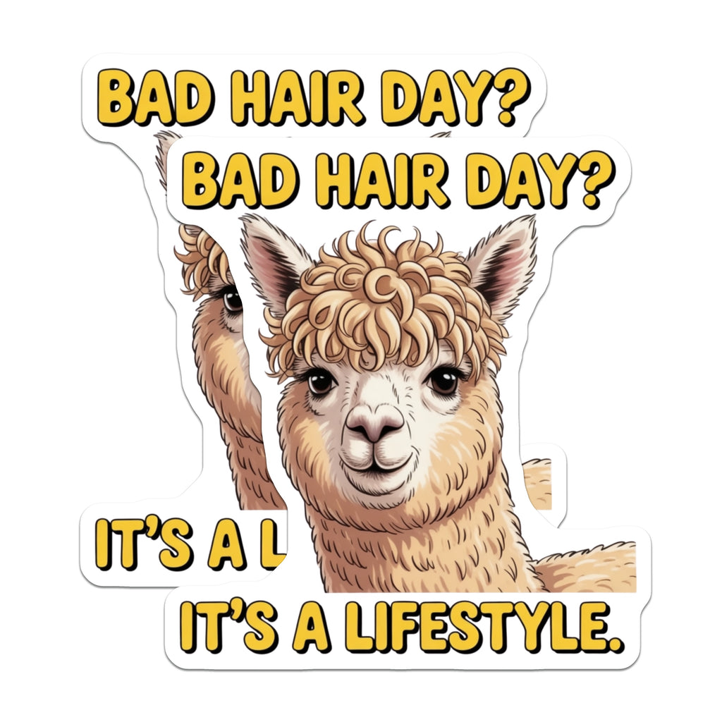 (2 Pack) Bad Hair Day Alpaca Magnets - Funny Llama Refrigerator Magnet - Curly Hair Meme Humor Locker Decor - Quirky Animal Office Display - 5" - Durable Magnet - Made in USA - MAG37622