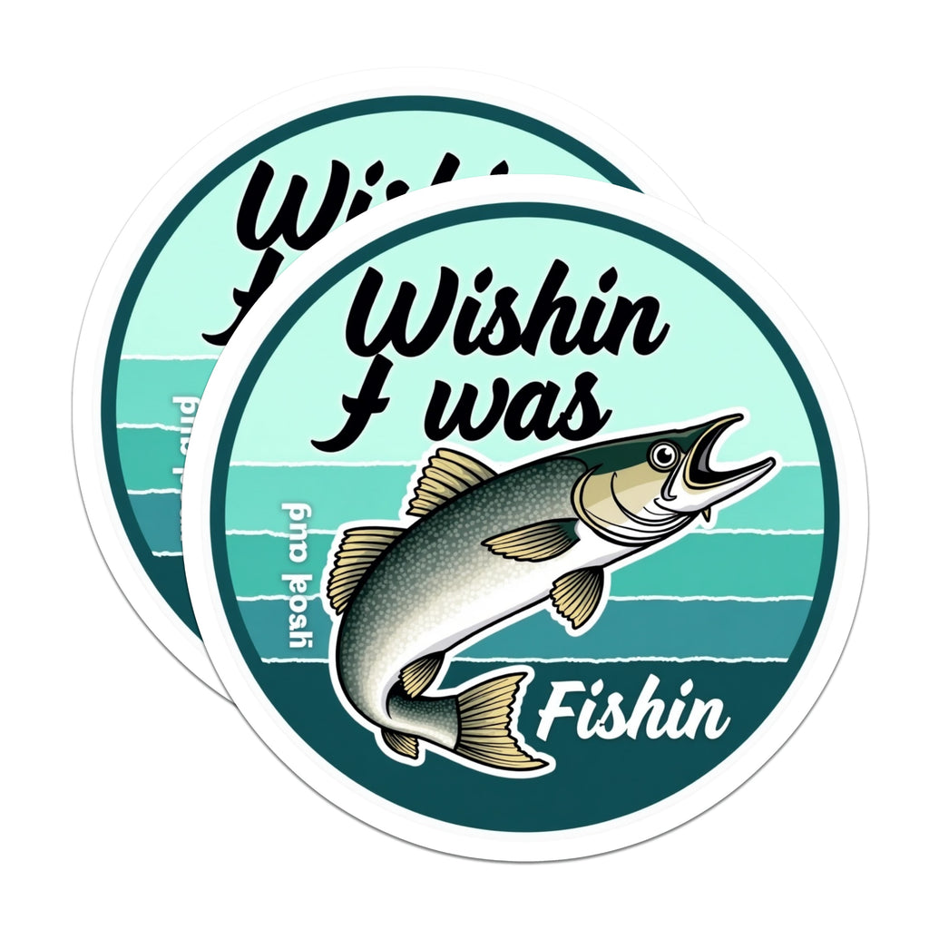 (2 Pack) Wishin I was Fishin Magnets - Funny Fishing Decor - Angler Refrigerator Accessory for Dad - 5 Inches On Longest Side - Thick Durable Magnet - Made in USA - MAG39441