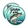 (2 Pack) Wishin I was Fishin Magnets - Funny Fishing Decor - Angler Refrigerator Accessory for Dad - 5 Inches On Longest Side - Thick Durable Magnet - Made in USA - MAG39441