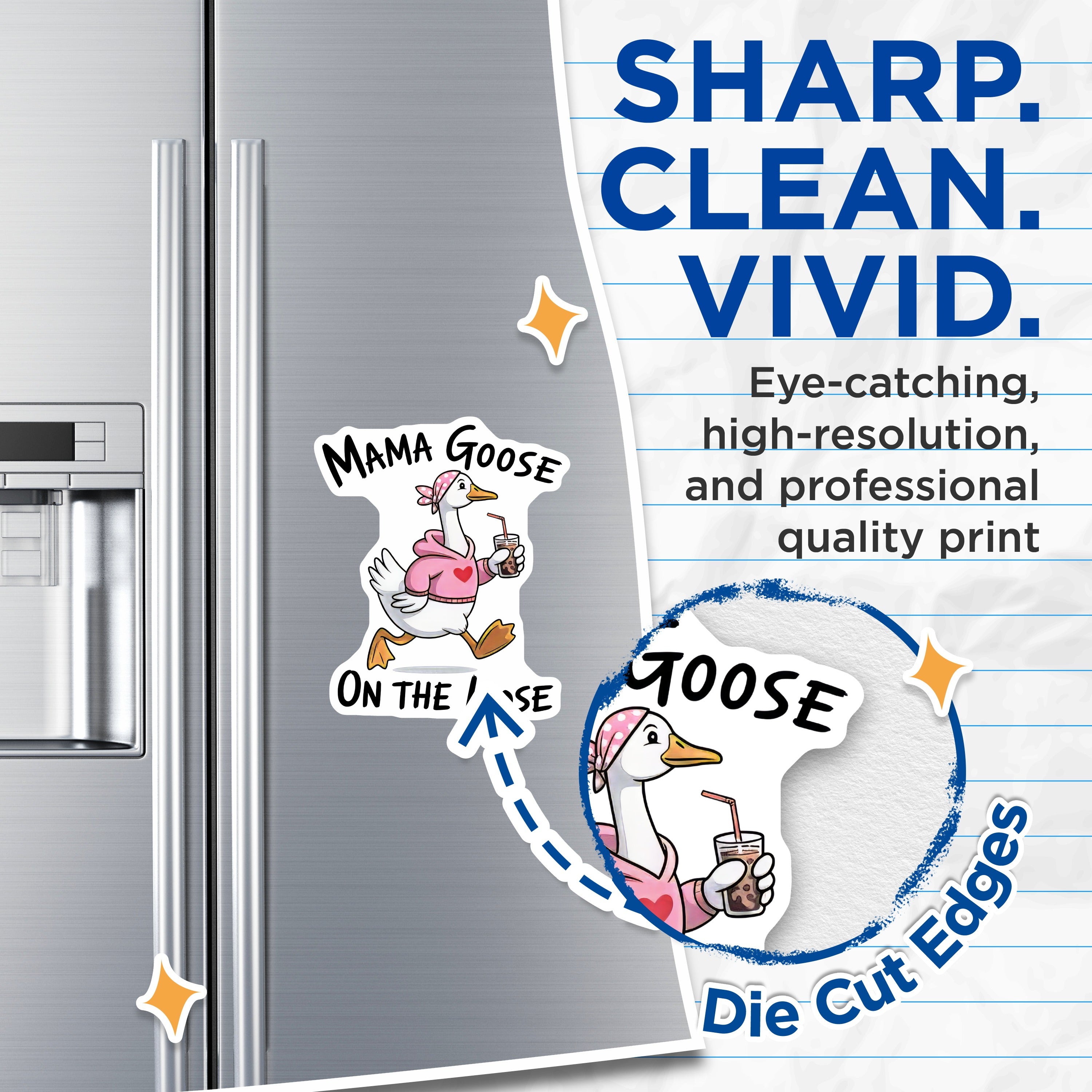 (2 Pack) Mama Goose On The Loose Magnets - Funny Mom Life Humor - Iced Coffee Mom Decor - 5 Inches On Longest Side - Thick Durable Magnet - Made in USA - MAG38605