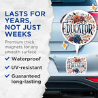 (2 Pack) Educator Floral Magnets - Teacher Appreciation - Classroom - Inspirational Magnets - 5" On Longest Side - for Cars, Fridges, Toolboxes - Made in USA - MAG4415