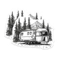 (2 Pack) Airstream Camper Magnets - Mountain Forest RV Adventure - Vintage Travel Trailer - 5 Inches On Longest Side - Thick Durable Magnet - Made in USA - MAG36988
