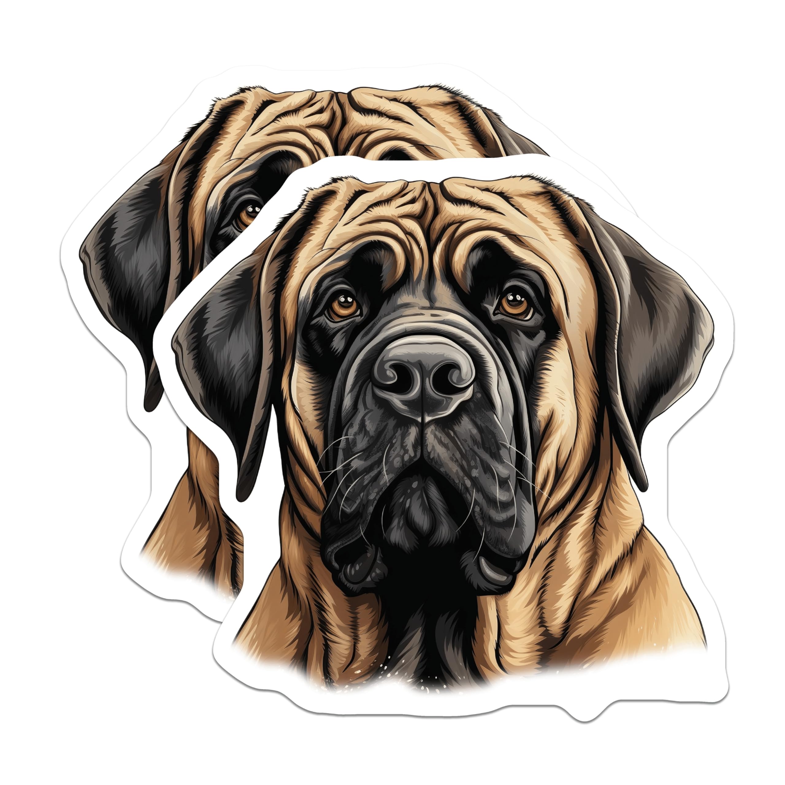 (2 Pack) English Mastiff Dog Magnets - Large Breed Pet Owner Art - Dog Mom Dad Fridge Decor - 5 Inches On Longest Side - Thick Durable Magnet - Made in USA - MAG30642