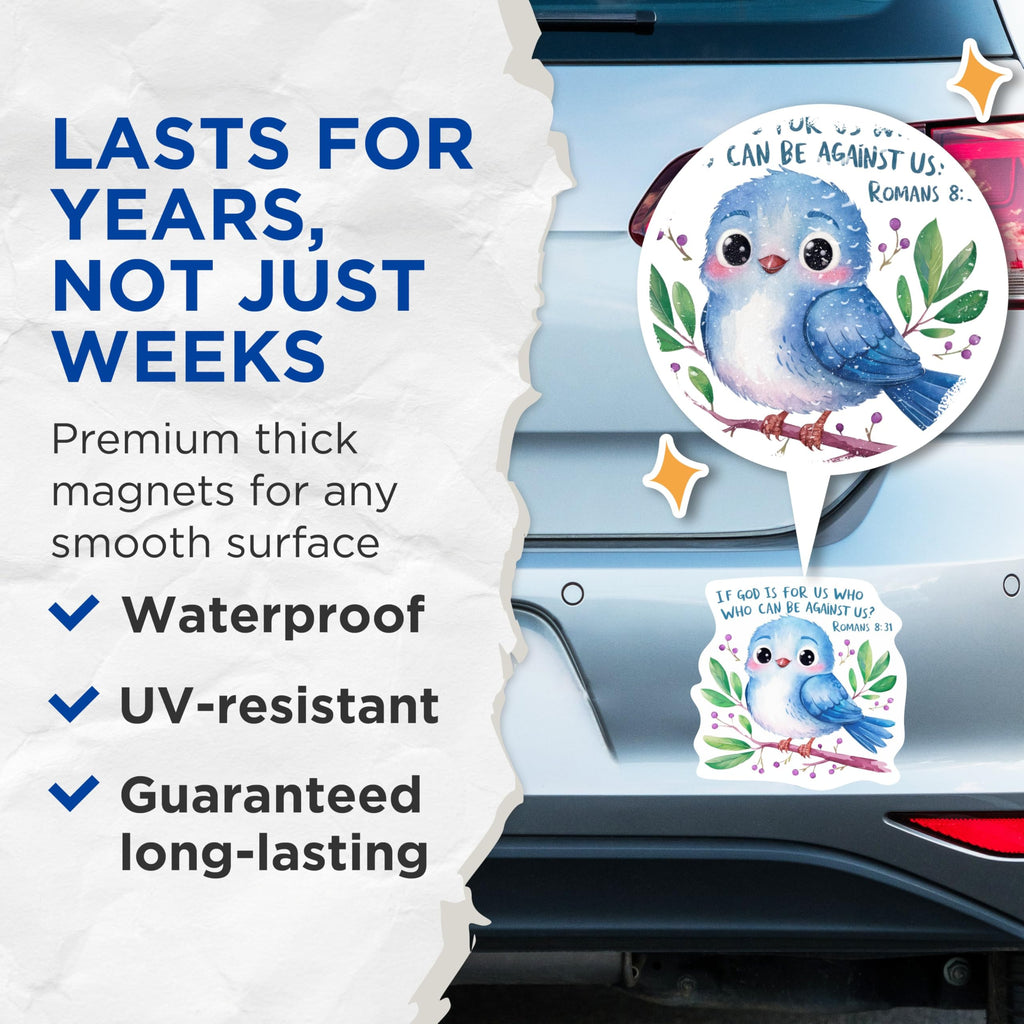 (2 Packs) If God is for Us Who Can Be Against Us Magnets - Romans 8:31 Christian Magnets - 5 Inches On Longest Side - Premium Magnet - for Fridges, Toolboxes, Cars - Made in USA - MAG2302