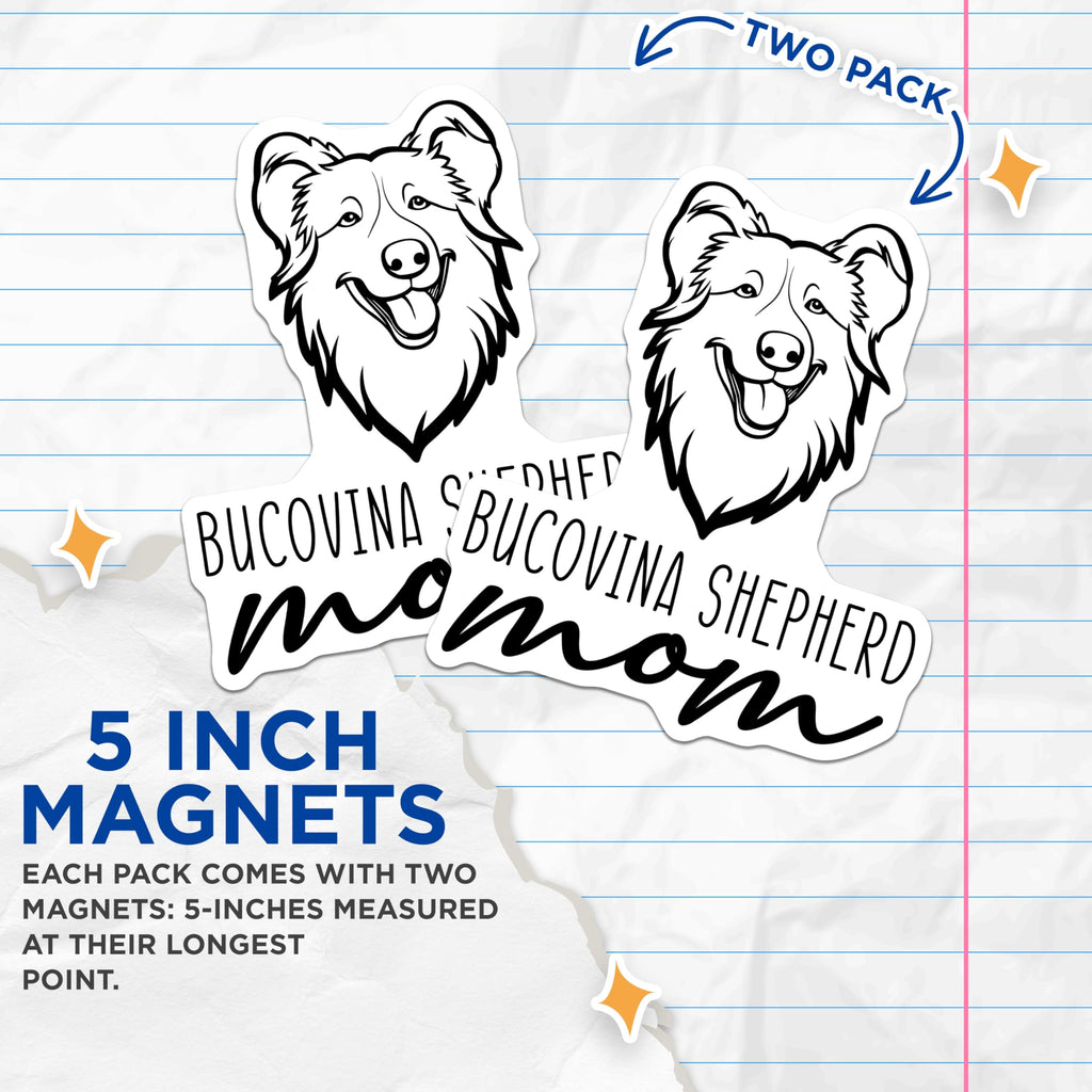 (2 Pack) Bucovina Shepherd Mom Magnets - Dog Breed Lover - Pet Parent Refrigerator - 5 Inches On Longest Side - Thick Durable Magnet - Made in USA - MAG27046