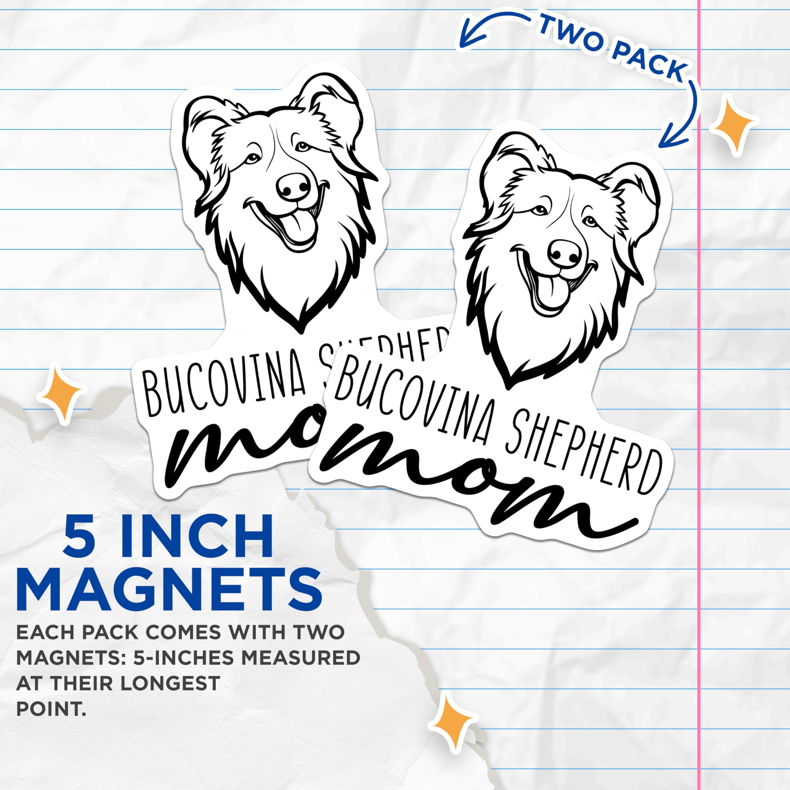 (2 Pack) Bucovina Shepherd Mom Magnets - Dog Breed Lover - Pet Parent Refrigerator - 5 Inches On Longest Side - Thick Durable Magnet - Made in USA - MAG27046