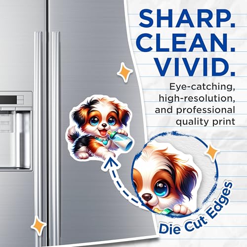 (2 Pack) Cute Puppy Illustration Magnet - Adorable Animal Art - 5" On Longest Side - Sticks to Smooth Flat Surfaces - Made in USA - MAG9595
