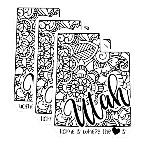 (3 Pack) Utah Decals - Home State Decals - Mandala Art - Laptop Decal - State Pride Decal - 3 Inches On Longest Side - Easy Peel & Apply - Made in USA - 3MCS7858