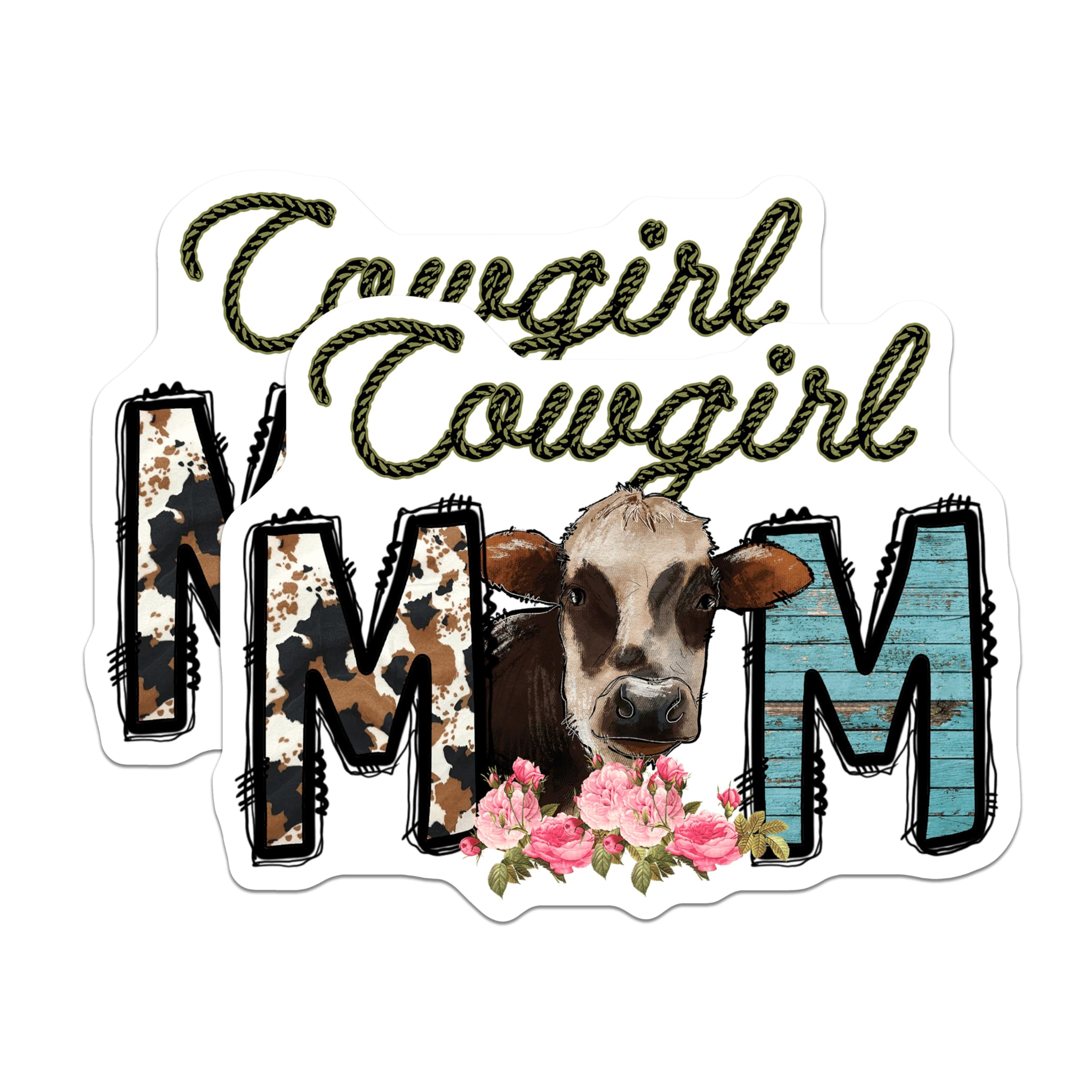(2 Pack) Cowgirl Mom Magnets - Western Farmhouse Refrigerator Decor - Country Life Animal Lover Accent for Women - 5 Inches On Longest Side - Thick Durable Magnet - Made in USA - MAG30737