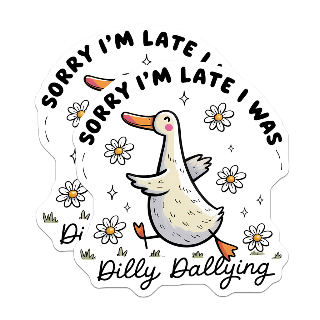 (2 Pack) Funny Duck Magnets - Dilly Dallying Procrastination Humor - Whimsical Refrigerator Locker Decor - 5 Inches On Longest Side - Thick Durable Magnet - Made in USA - MAG22415