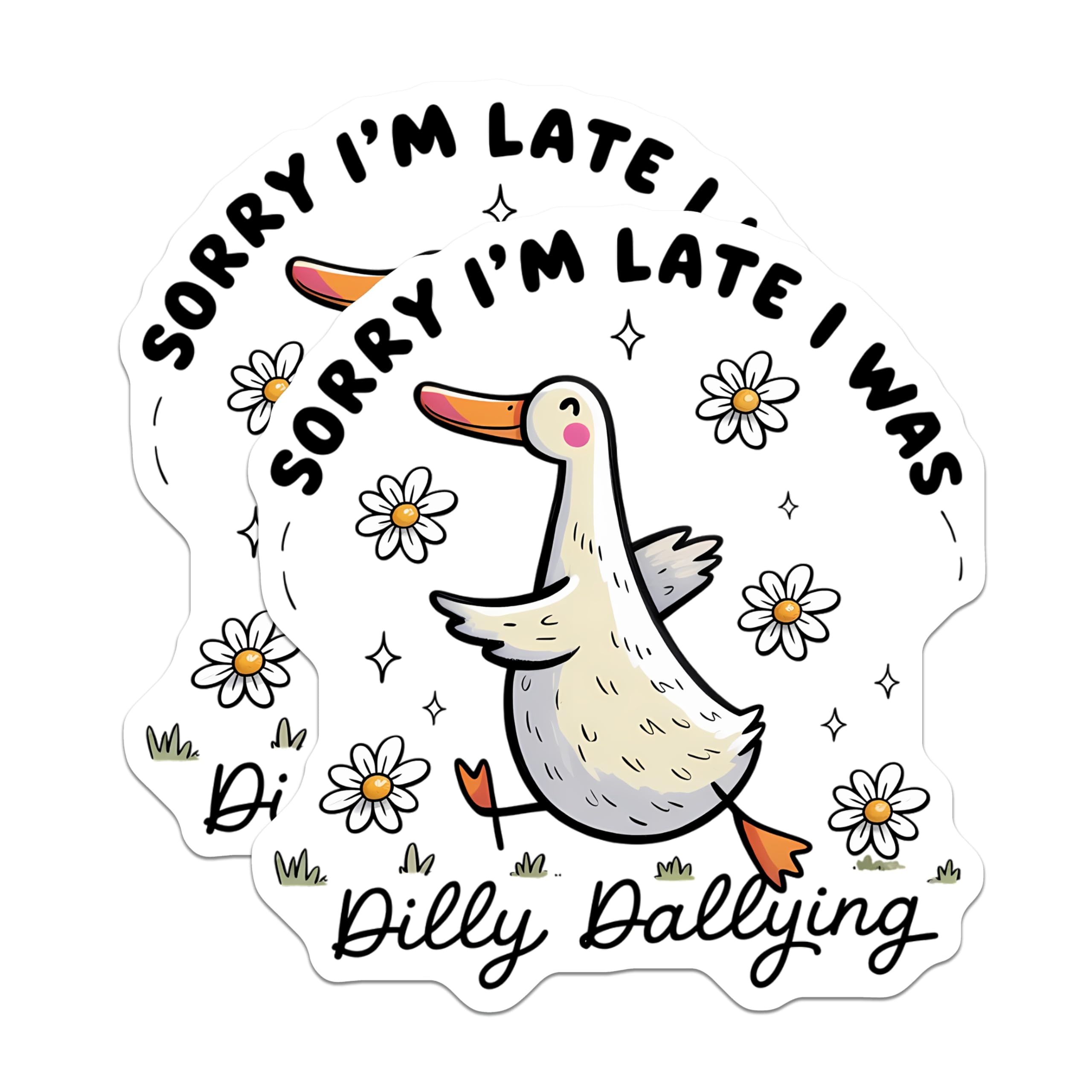 (2 Pack) Funny Duck Magnets - Dilly Dallying Procrastination Humor - Whimsical Refrigerator Locker Decor - 5 Inches On Longest Side - Thick Durable Magnet - Made in USA - MAG22415