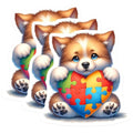(3 Pack) Corgi Heart Puzzle Decals - Cute Puppy Stickers - Laptop Decal - 3 Inches On Longest Side - Easy Peel & Apply - Made in USA - 3MCS8239