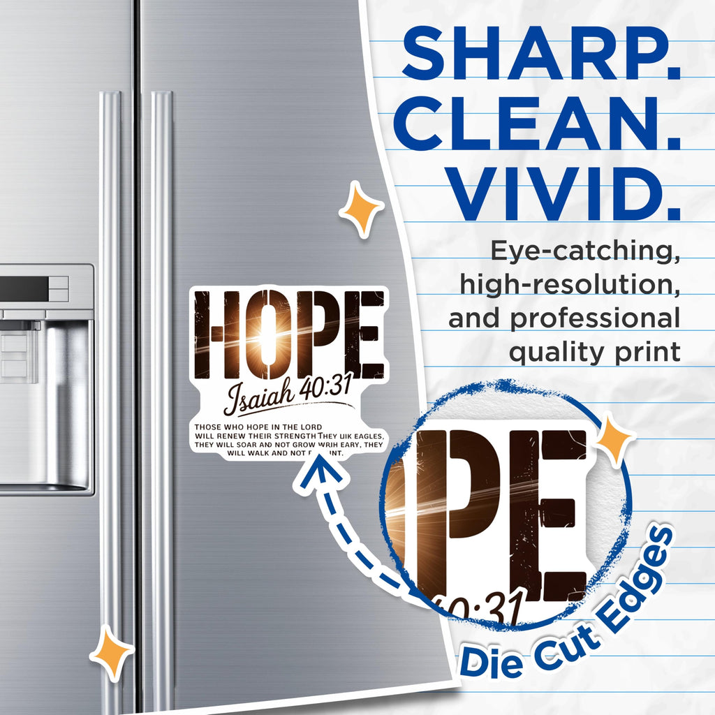 (2 Pack) Hope Bible Verse Magnets - Isaiah 40:31 Christian Decor - Uplifting Faith Saying - 5 Inches On Longest Side - Thick Durable Magnet - Made in USA - MAG27478