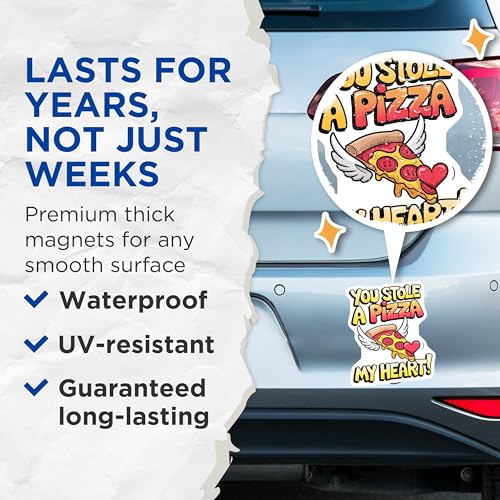 (2 Pack) You Stole A Pizza My Heart Magnets - Funny Kitchen - Cute Refrigerator Art - Unique Pizza Lovers Gifts - 5" On Longest Side - for Cars, Fridges, Toolboxes - Made in USA - MAG4617