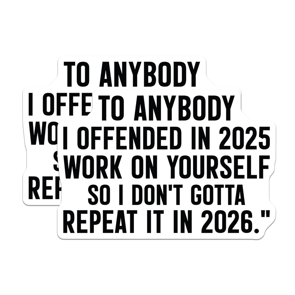 (2 Pack) Funny Offended Stickers - 2025 Offense - Novelty Sarcastic Sayings- 5" On Longest Side - Sticks to Smooth Flat Surfaces - Made in USA - BMCS16768