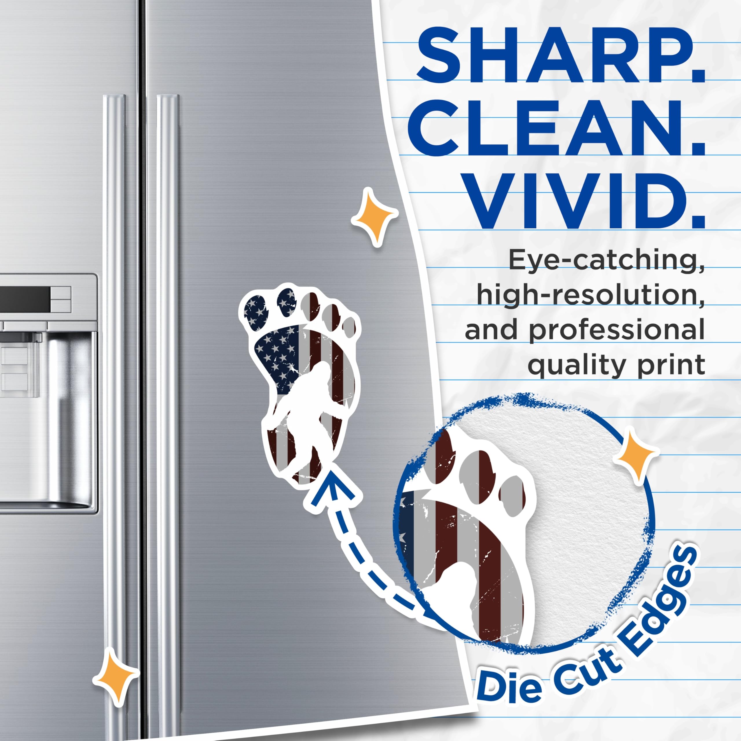 (2 Pack) Bigfoot Paw Print Magnets - American Flag - Patriotic Fridge Decor - 5" On Longest Side - Premium Magnet - for Cars, Refrigerators, Toolboxes, Lockers - Made in USA - MAG17812