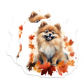 (2 Pack) Adorable Pomeranian Dog Magnets - Fluffy Puppy Autumn Leaves Decor - Fall Season Pet Lover Refrigerator Accessory - 5 Inches On Longest Side - Thick Durable Magnet - Made in USA - MAG23776