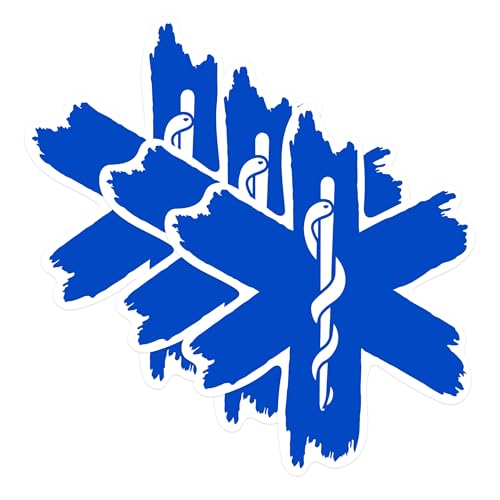 (3 Pack) Star of Life Decals - EMS Decals - Paramedic Laptop Decal - 3 Inches On Longest Side - Easy Peel & Apply - Made in USA - 3MCS0543