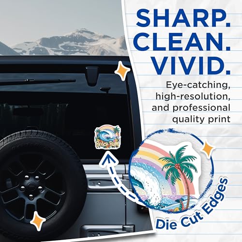 (2 Pack) Beach Bum Stickers - Surf Wave Sticker - Summer Beach Vibes - 5" On Longest Side - Sticks to Smooth Flat Surfaces - Made in USA - BMCS9591