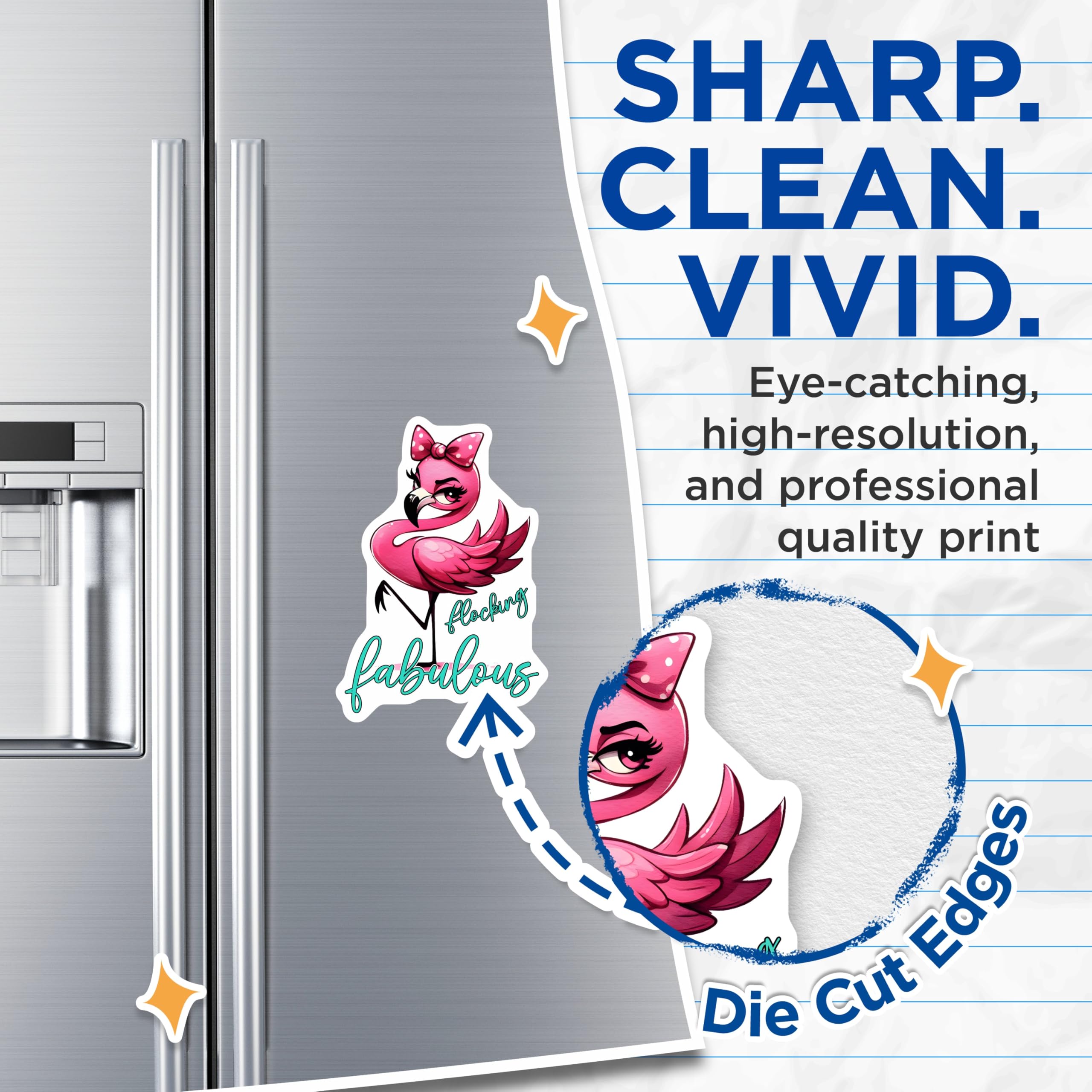(2 Pack) Flamingo Magnets - Flocking Fabulous - Pink Flamingo Decor - 5" On Longest Side - Premium Magnet - for Cars, Refrigerators, Toolboxes, Lockers - Made in USA - MAG16983