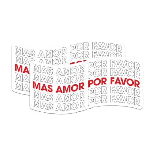(2 Pack) Mas Amor Por Favor Stickers - Love Stickers - Spanish Stickers - Inspirational Stickers - 5" On Longest Side - Sticks to Smooth Flat Surfaces - Made in USA - BMCS5764