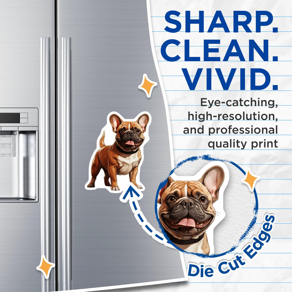(2 Pack) French Bulldog Magnets - Adorable Frenchie Dog Decor - Pet Lover Refrigerator Locker Whiteboard Home Accessory - 5 Inches On Longest Side - Thick Durable Magnet - Made in USA - MAG23678