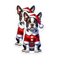 (2 Pack) Boston Terrier Christmas Magnets - Santa Dog Decor - Holiday Pet Accessory - 5 Inches On Longest Side - Thick Durable Magnet - Made in USA - MAG28116