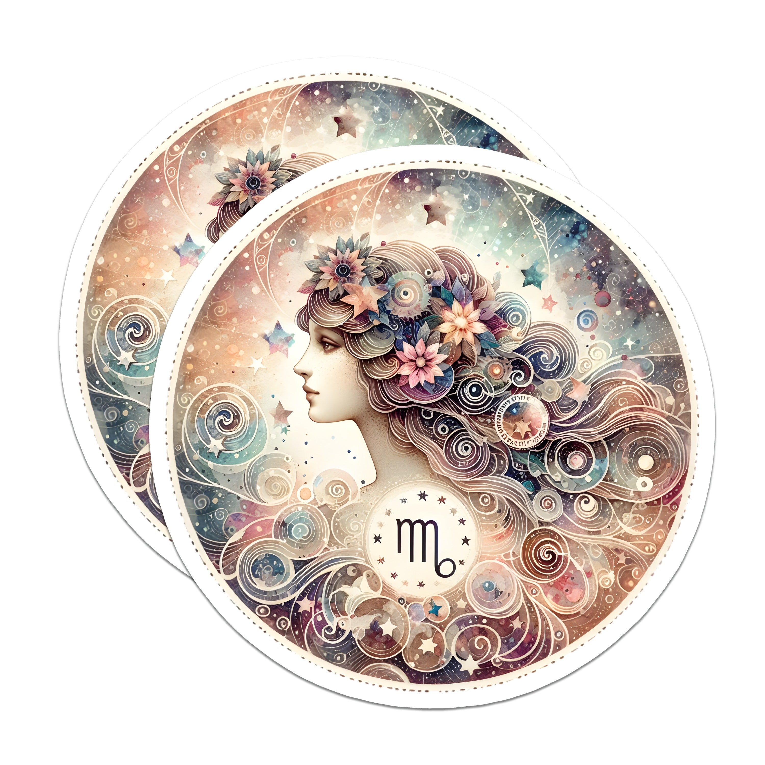 (2 Pack) Virgo Zodiac Magnets - Celestial Woman Art - Astrology Birthday Decor - Spiritual Aesthetic - 5 Inches On Longest Side - Thick Durable Magnet - Made in USA - MAG37036