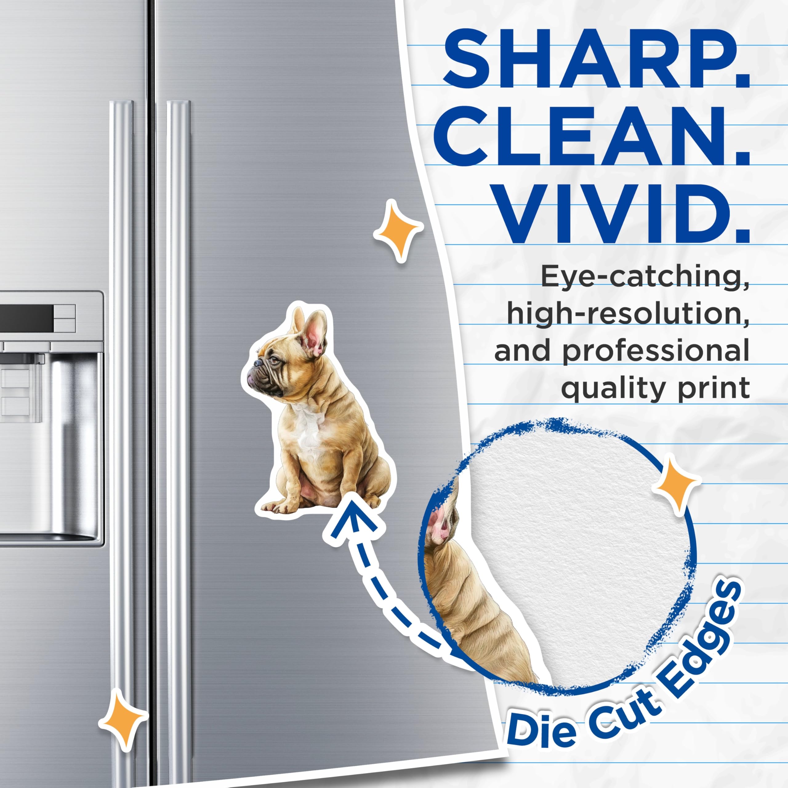 (2 Pack) French Bulldog Magnets - Cute Dog Art - Unique Refrigerator Decor - 5" On Longest Side - Premium Magnet - for Cars, Refrigerators, Toolboxes, Lockers - Made in USA - MAG14468