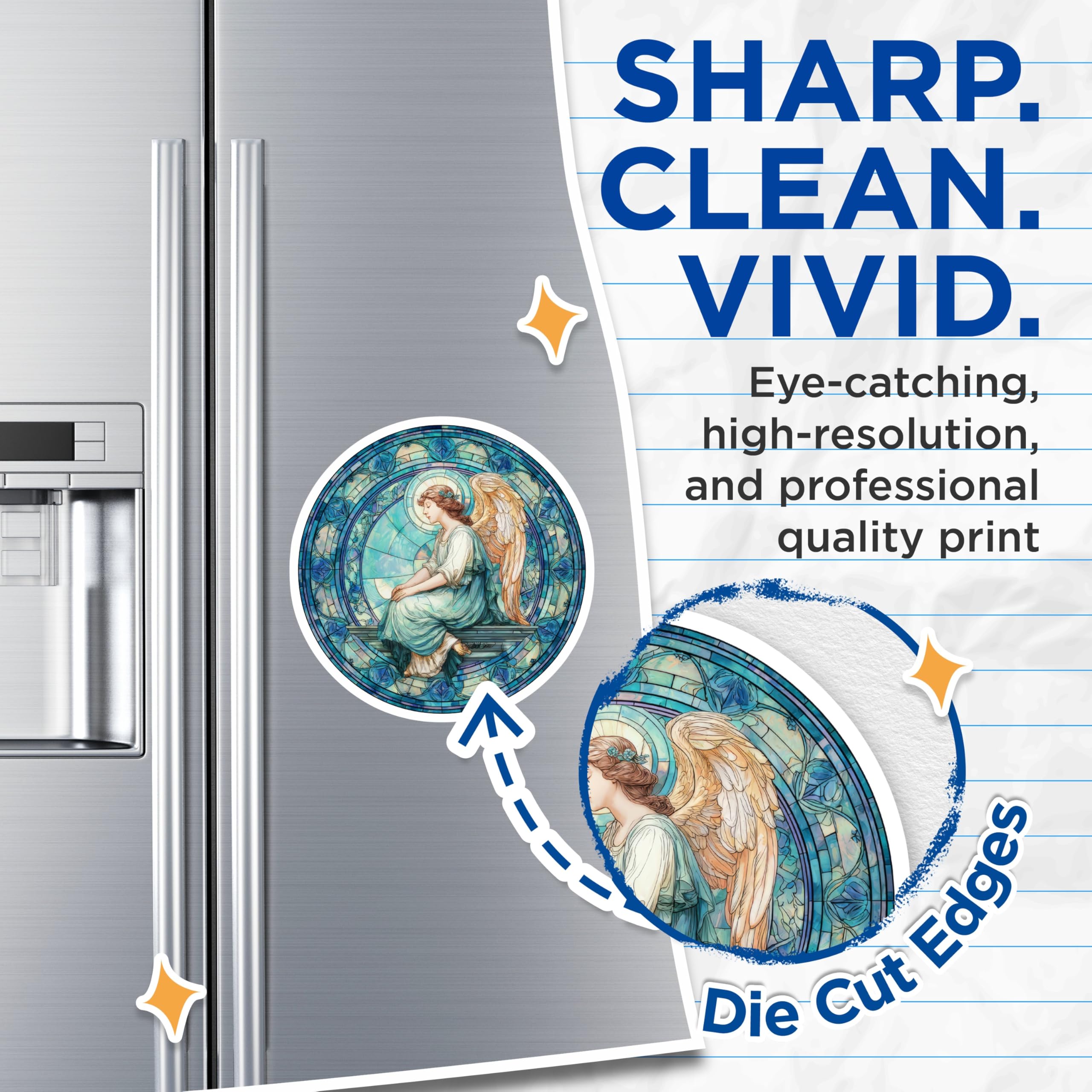 (2 Pack) Angel Magnets - Religious Home Decor - Spiritual Art Refrigerator Decal - 5" On Longest Side - Premium Magnet - for Cars, Refrigerators, Toolboxes, Lockers - Made in USA - MAG15531