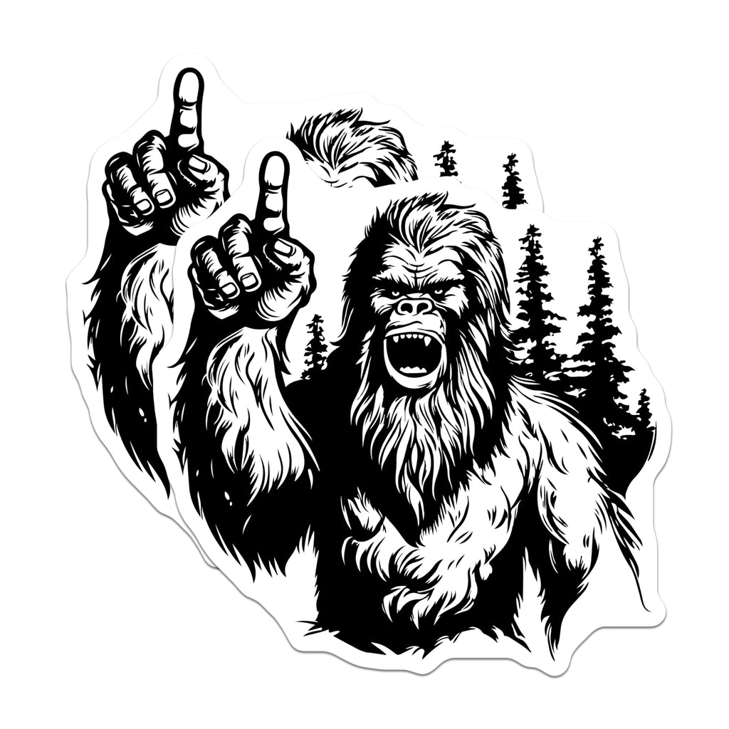 (2 Pack) Bigfoot Magnets - Roaring Sasquatch Pointing Finger - Mythical Cryptid Forest Creature Refrigerator Decor Accents - 5 Inches On Longest Side - Thick Durable Magnet - Made in USA - MAG20398