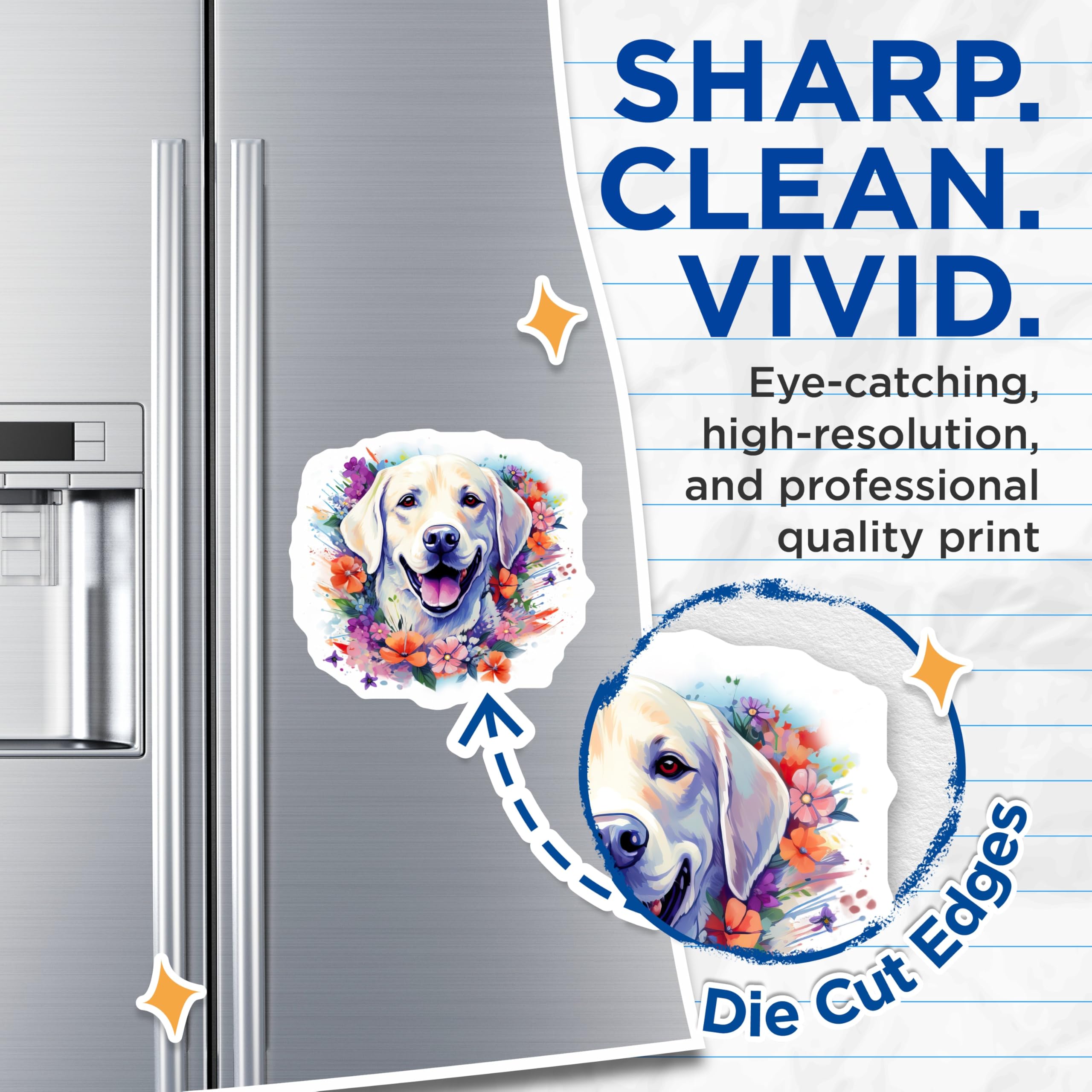 (2 Pack) Labrador Retriever Magnets - Floral Dog Lover Art - Happy Pet Owner Decor - 5 Inches On Longest Side - Thick Durable Magnet - Made in USA - MAG27862