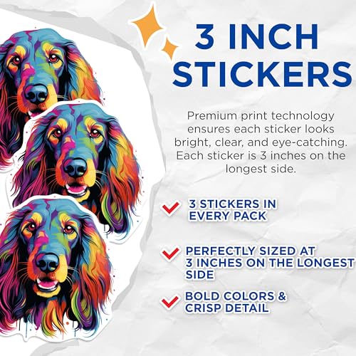 (3 Pack) Cocker Spaniel Decals - Colorful Dog Decal - Laptop Decal - 3 Inches On Longest Side - Easy Peel & Apply - Made in USA - 3MCS0619