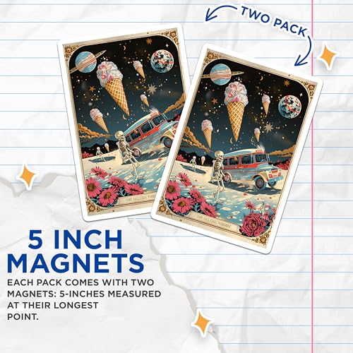 (2 Pack) Melting Pursuit Magnet - Cosmic Treats - Space Ice Cream Adventure - 5" On Longest Side - Sticks to Smooth Flat Surfaces - Made in USA - MAG10003