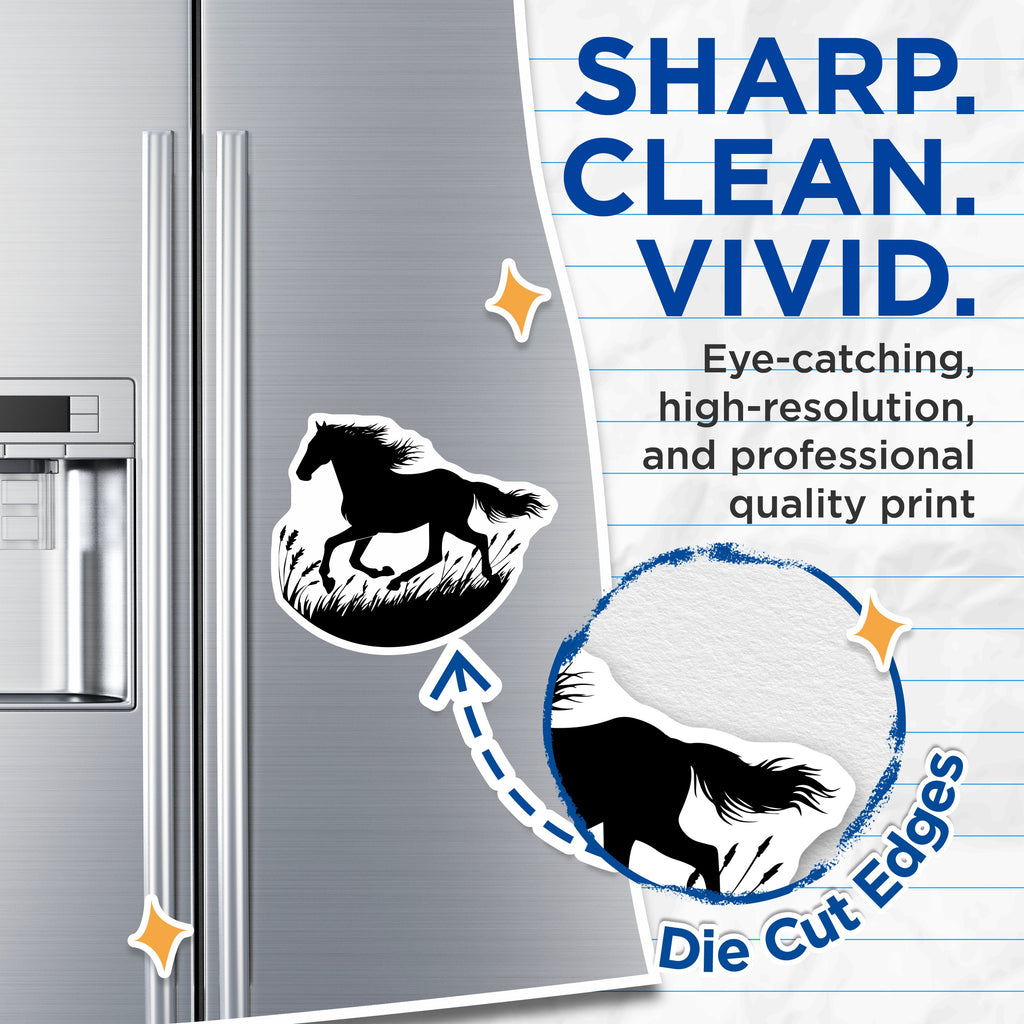 (2 Pack) Galloping Horse Magnets - Wild Horse Silhouette Decor - Equestrian Ranch Farm Animal Refrigerator Magnets - 5 Inches On Longest Side - Thick Durable Magnet - Made in USA - MAG39846