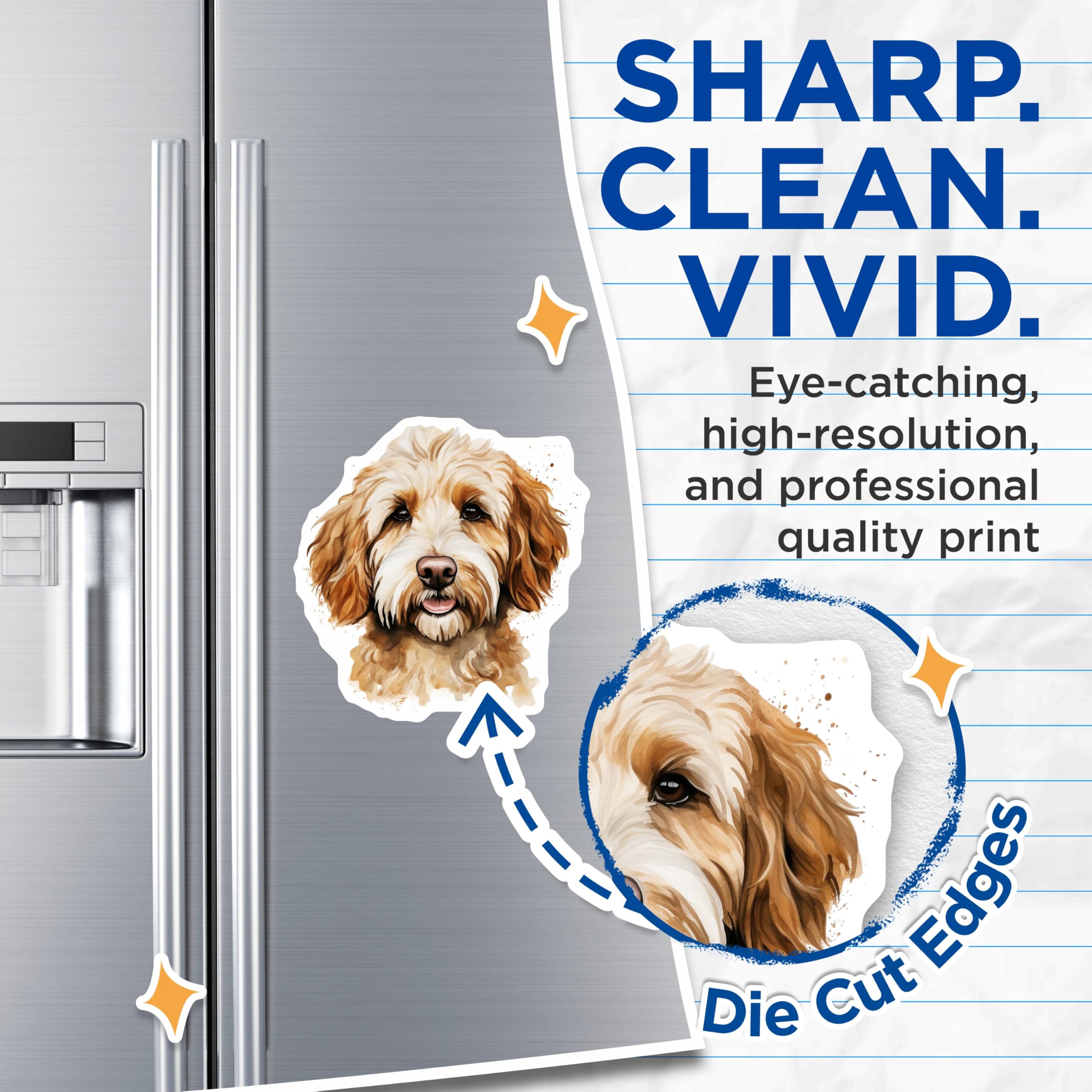 (2 Pack) Goldendoodle Magnets - Watercolor Dog Art - Pet Owner Fridge Decor - 5 Inches On Longest Side - Thick Durable Magnet - Made in USA - MAG27984