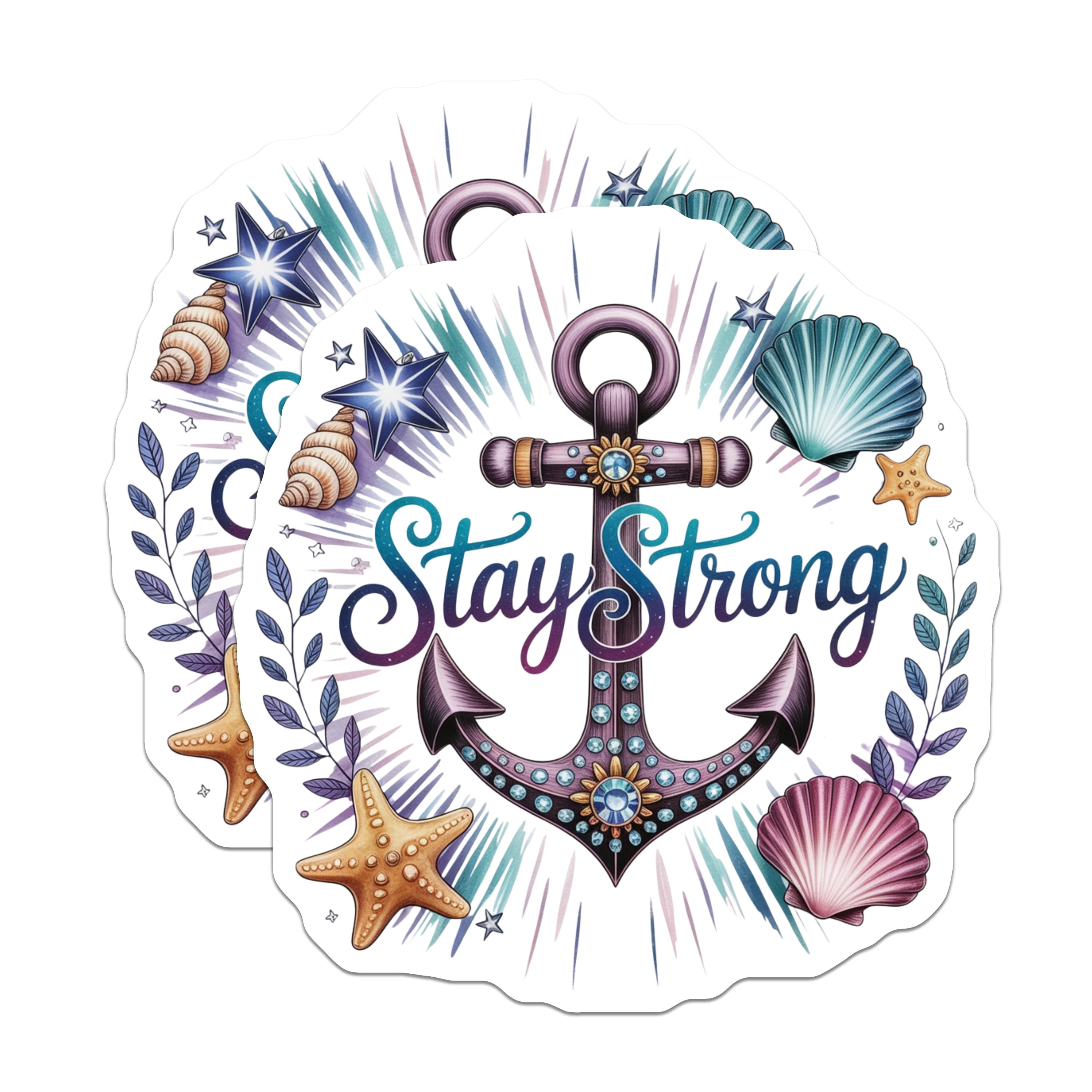 (2 Pack) Stay Strong Anchor Magnets - Inspirational Ocean Decor - Coastal Beach Lover Affirmation Home Magnets - 5 Inches On Longest Side - Thick Durable Magnet - Made in USA - MAG39756