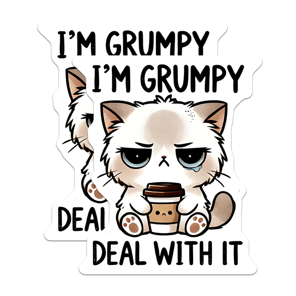 (2 Pack) Grumpy Cat Magnets - Funny Feline Humor - Coffee Lover Magnet - 5" On Longest Side - Premium Magnet - for Cars, Refrigerators, Toolboxes, Lockers - Made in USA - MAG14670