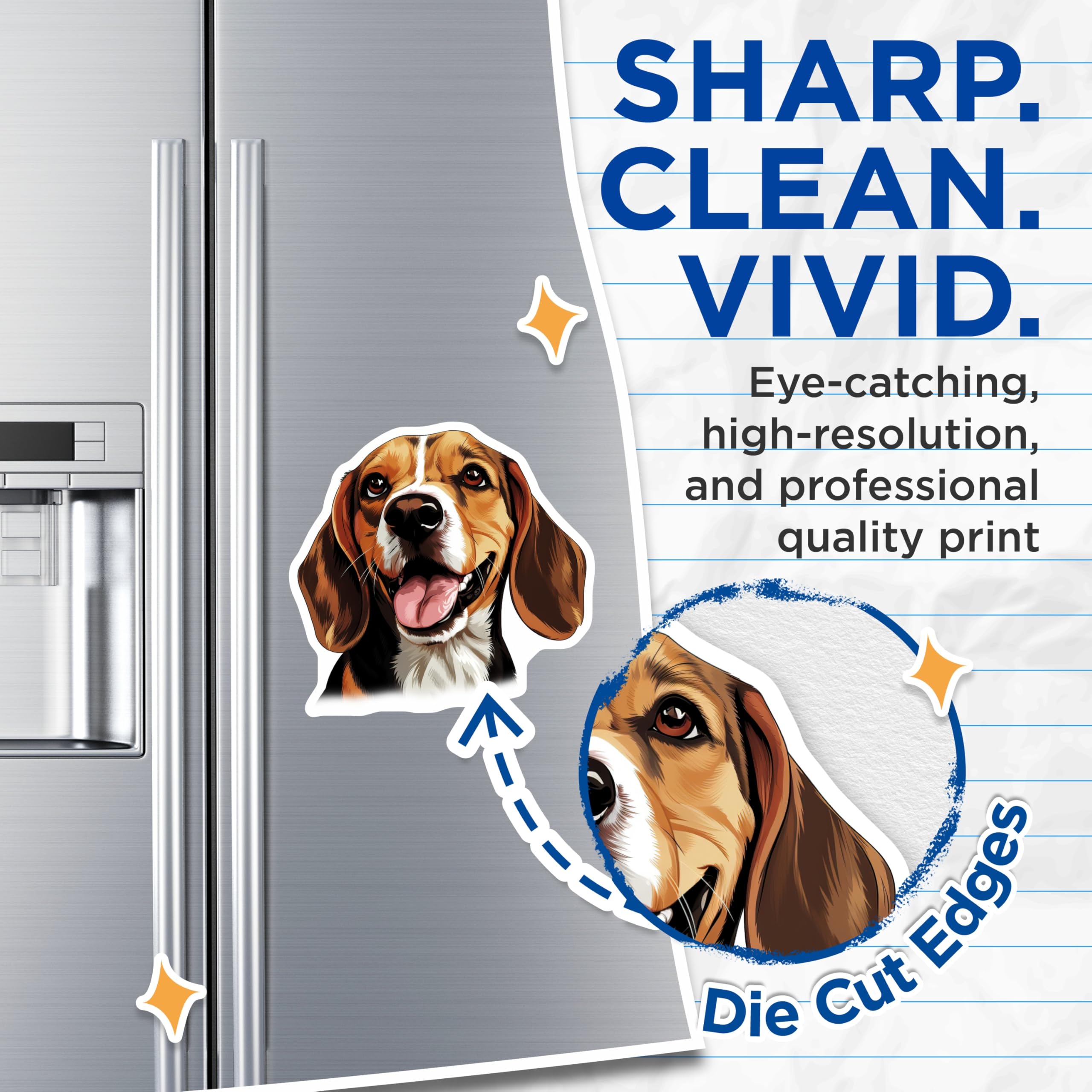 (2 Pack) Beagle Dog Magnets - Happy Puppy Fridge Decor - Animal Lover Kitchen Accent - Dog Breed Refrigerator Art - 5 Inches On Longest Side - Thick Durable Magnet - Made in USA - MAG30843