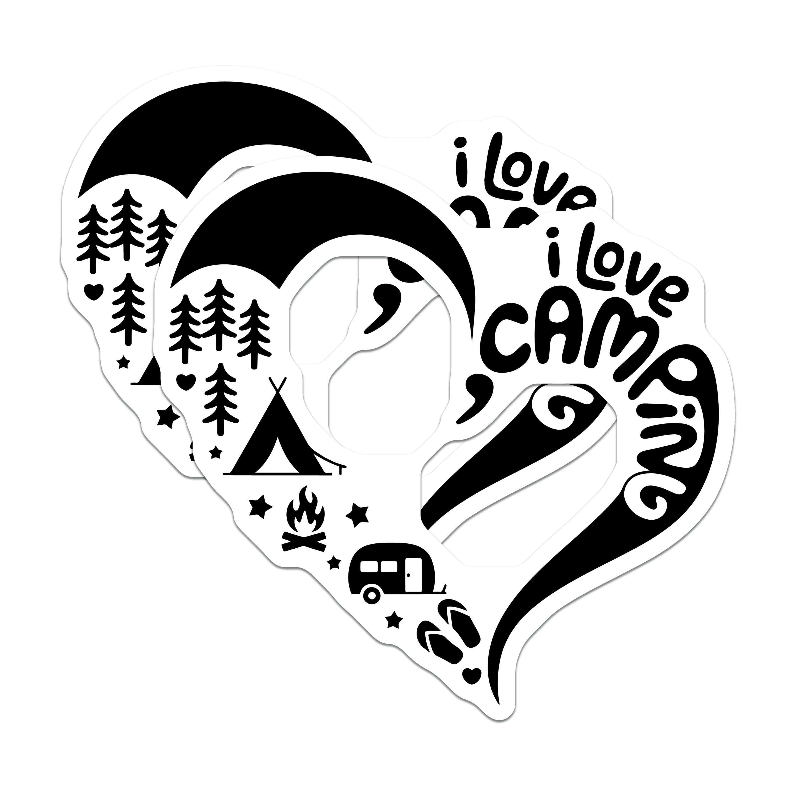 (2 Pack) I Love Camping Magnets - Outdoor Adventure Decor - RV Camper Travel Accessory - Nature Enthusiast Hiking Fan - 5 Inches On Longest Side - Thick Durable Magnet - Made in USA - MAG37573