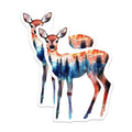(2 Pack) Deer Scene Magnets - Forest Landscape - Watercolor Animal Art - 5" On Longest Side - Premium Magnet - for Cars, Refrigerators, Toolboxes, Lockers - Made in USA - MAG15092