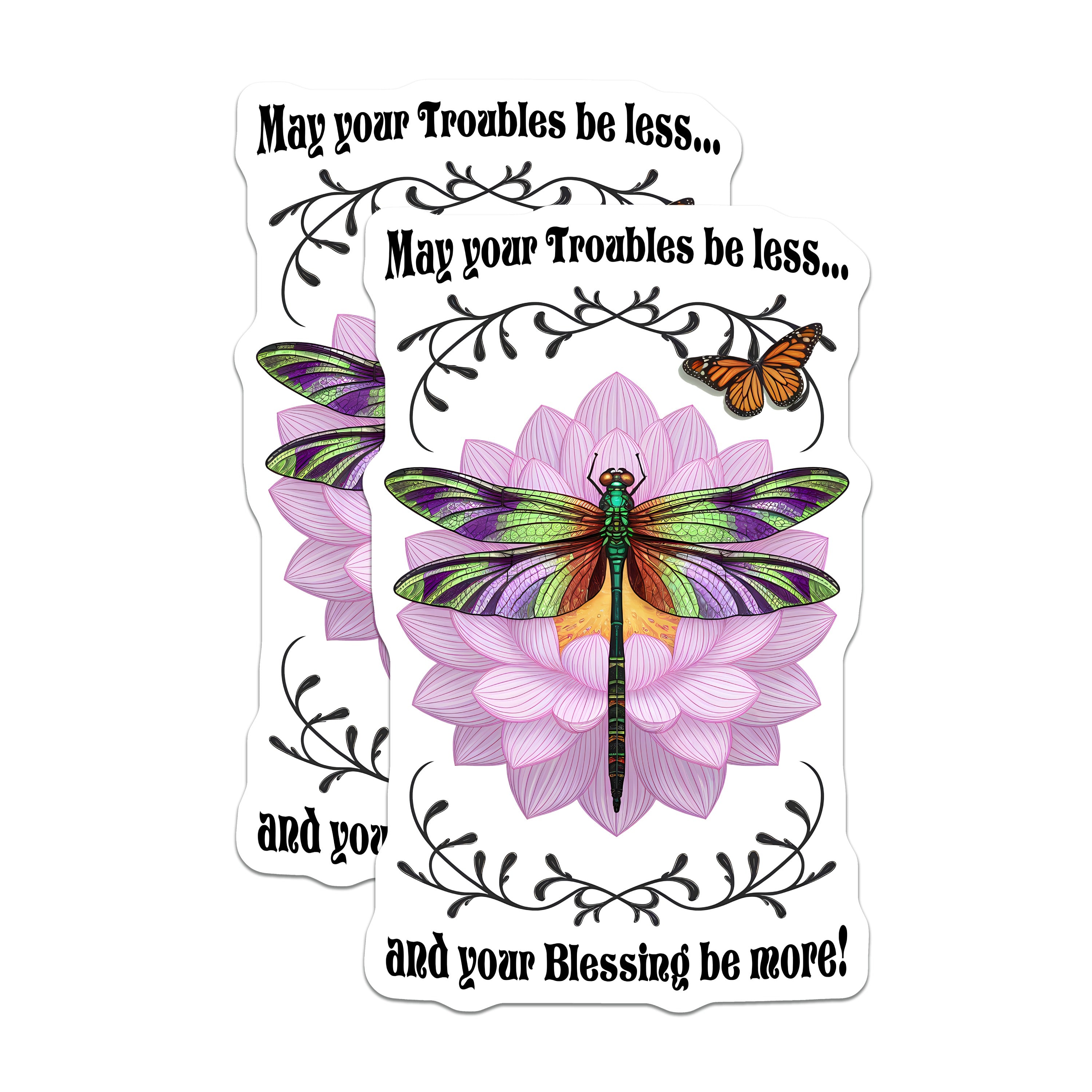 (2 Pack) Dragonfly Lotus Magnets - Spiritual Inspirational Quote - Positive Blessing Decor - 5 Inches On Longest Side - Thick Durable Magnet - Made in USA - MAG38933