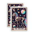 (2 Pack) Unicorn Skeleton Magnets - Mystic Tarot Card Art - Celestial Gothic Decor - Rainbow Mane Fantasy Creature Mythical - 5 Inches On Longest Side - Thick Durable Magnet - Made in USA - MAG20584